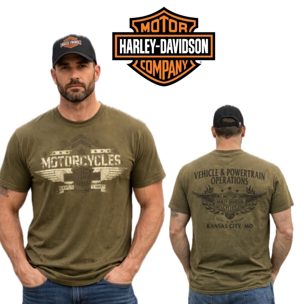 Harley-Davidson Army Green Kansas City, Graphic Tee